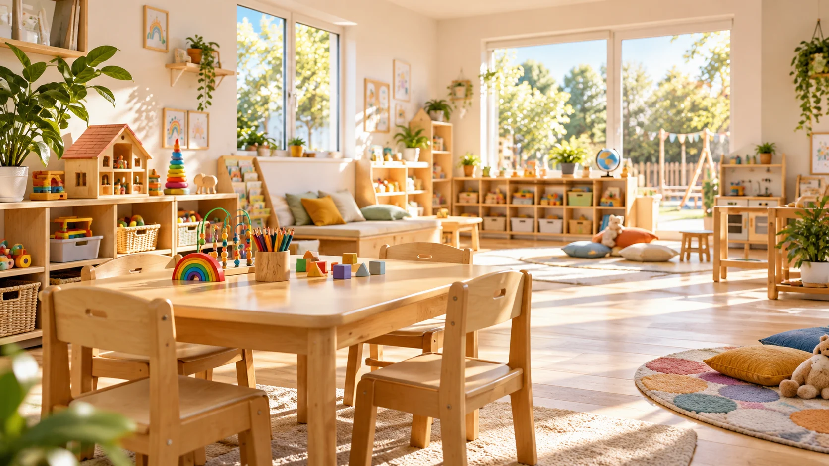 Aula Montessori luminosa y acogedora