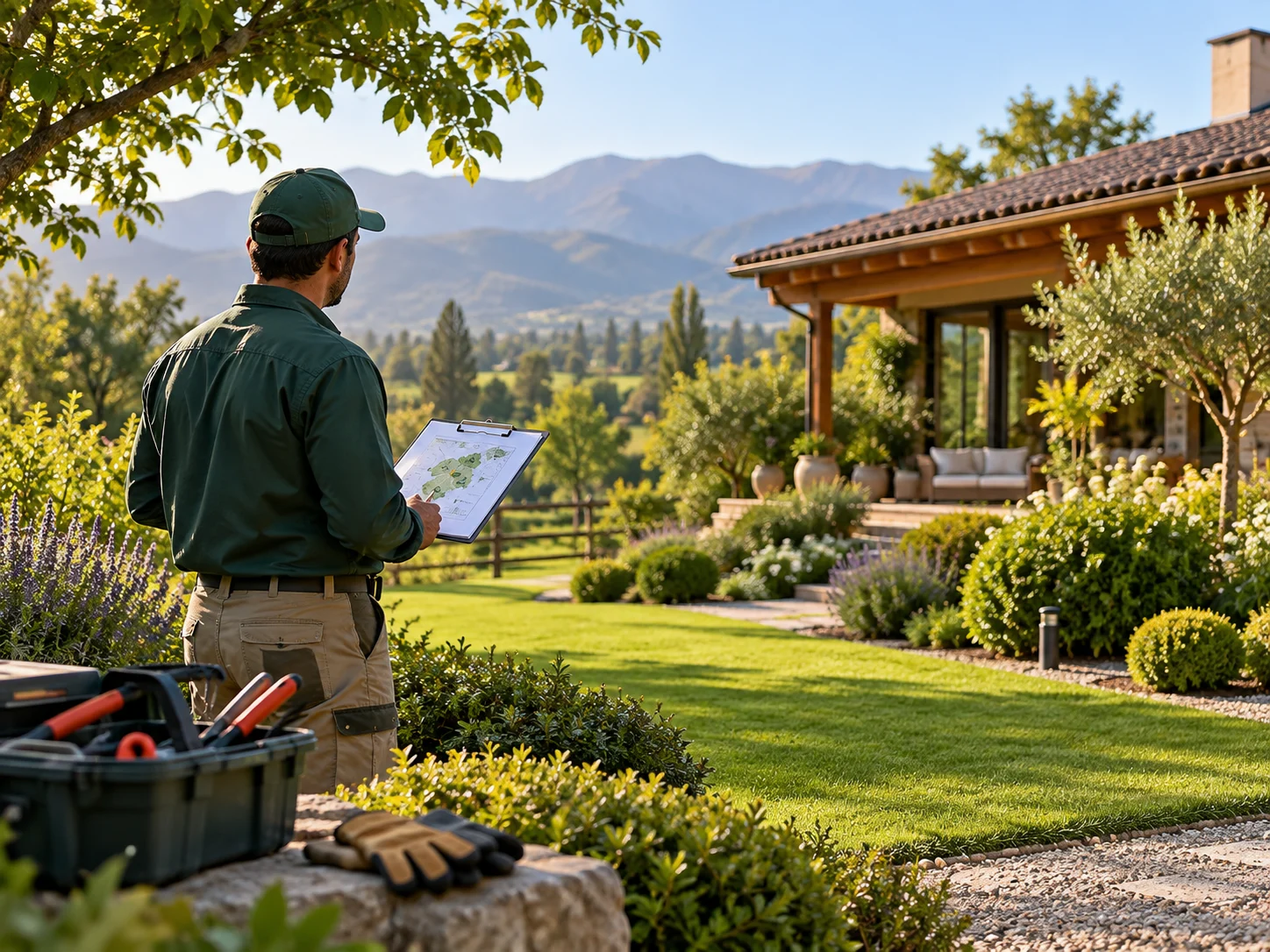 Paisajista planificando un jardín alpino