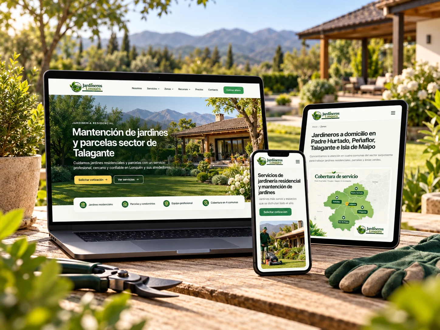 Showcase del proyecto Jardineros Lonquén para el portafolio
